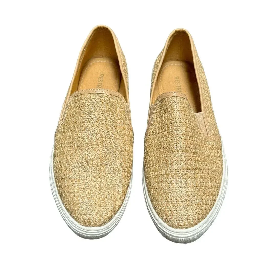 Restricted Valley Girl Sneakers Tan Woven Summer Vacation Women's Size 8.5‎ EUC